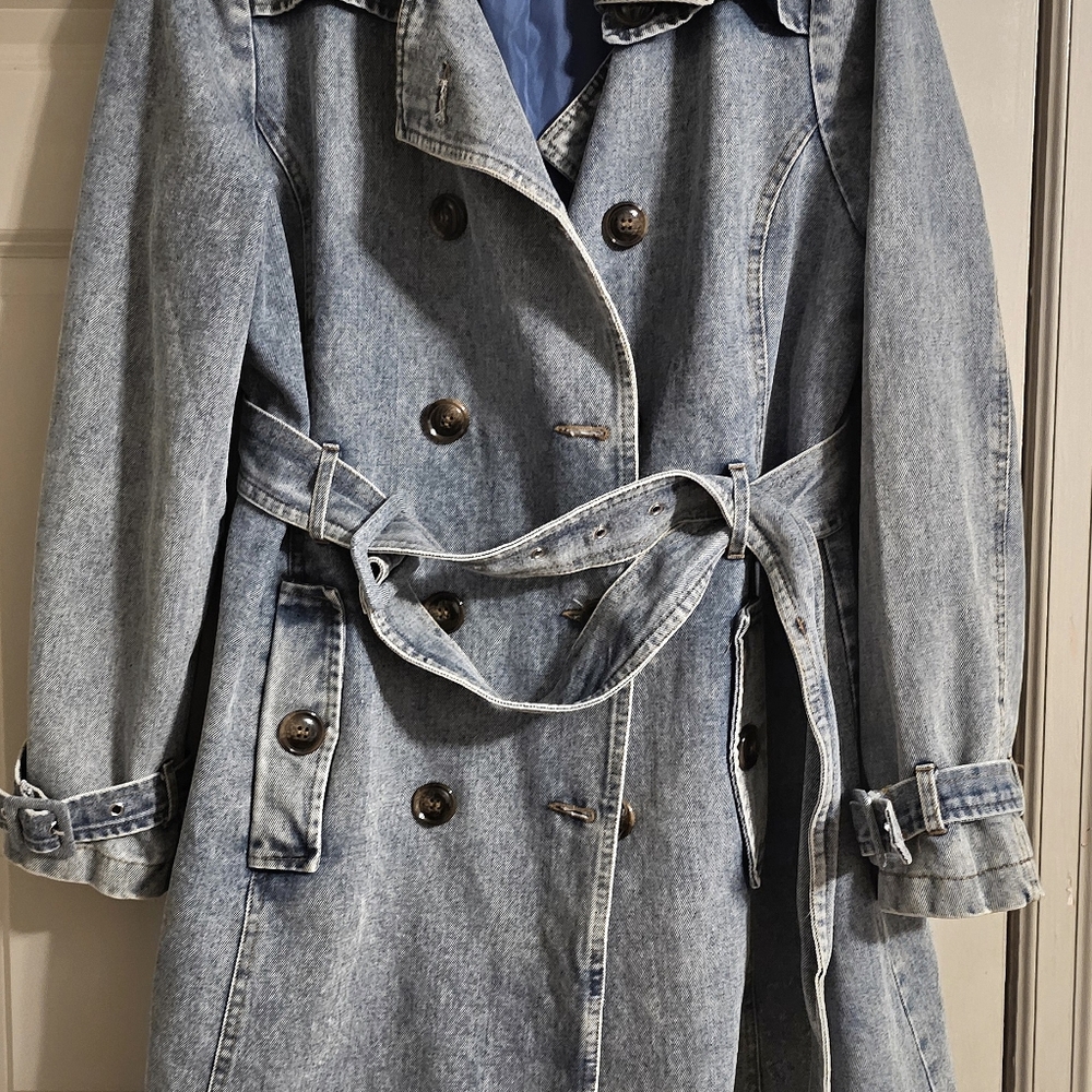 Steve Madden Light Blue Denim Trench Coat - Picture 6 of 6